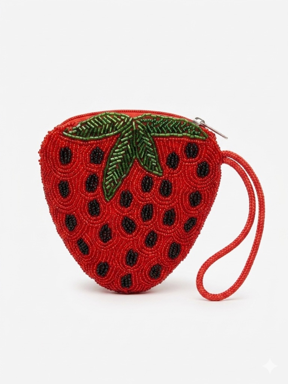 Lady Jade Designs Beaded Strawberry Coin Purse Wristlet Made in USA
